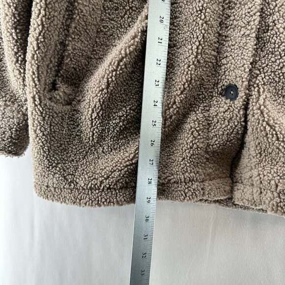 Calvin Klein Sherpa Jacket Womens Size M Deep Pile Fleece Utility Shacket Brown - Picture 12 of 12